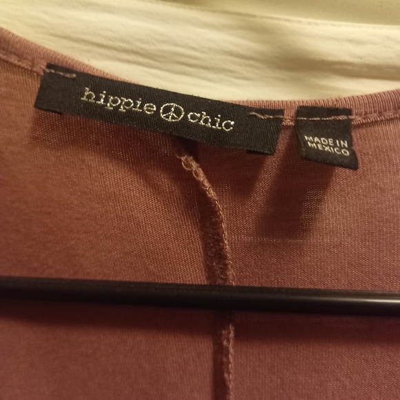 Dusty mauve hippie chic knit tunic with pockets - Picture 2 of 3